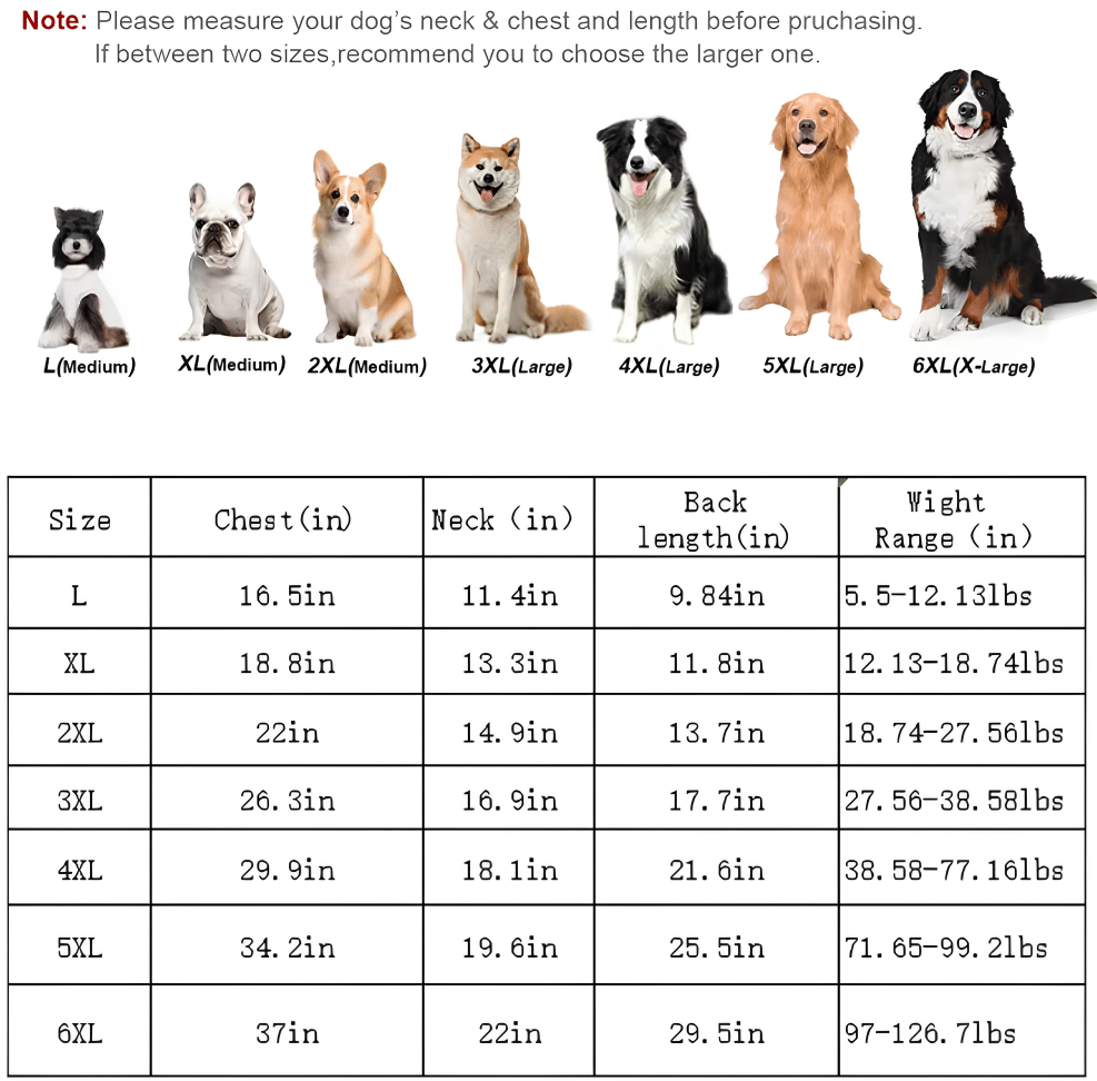 How to measure a dog's chest girth for the ChillVest cooling vest size chart