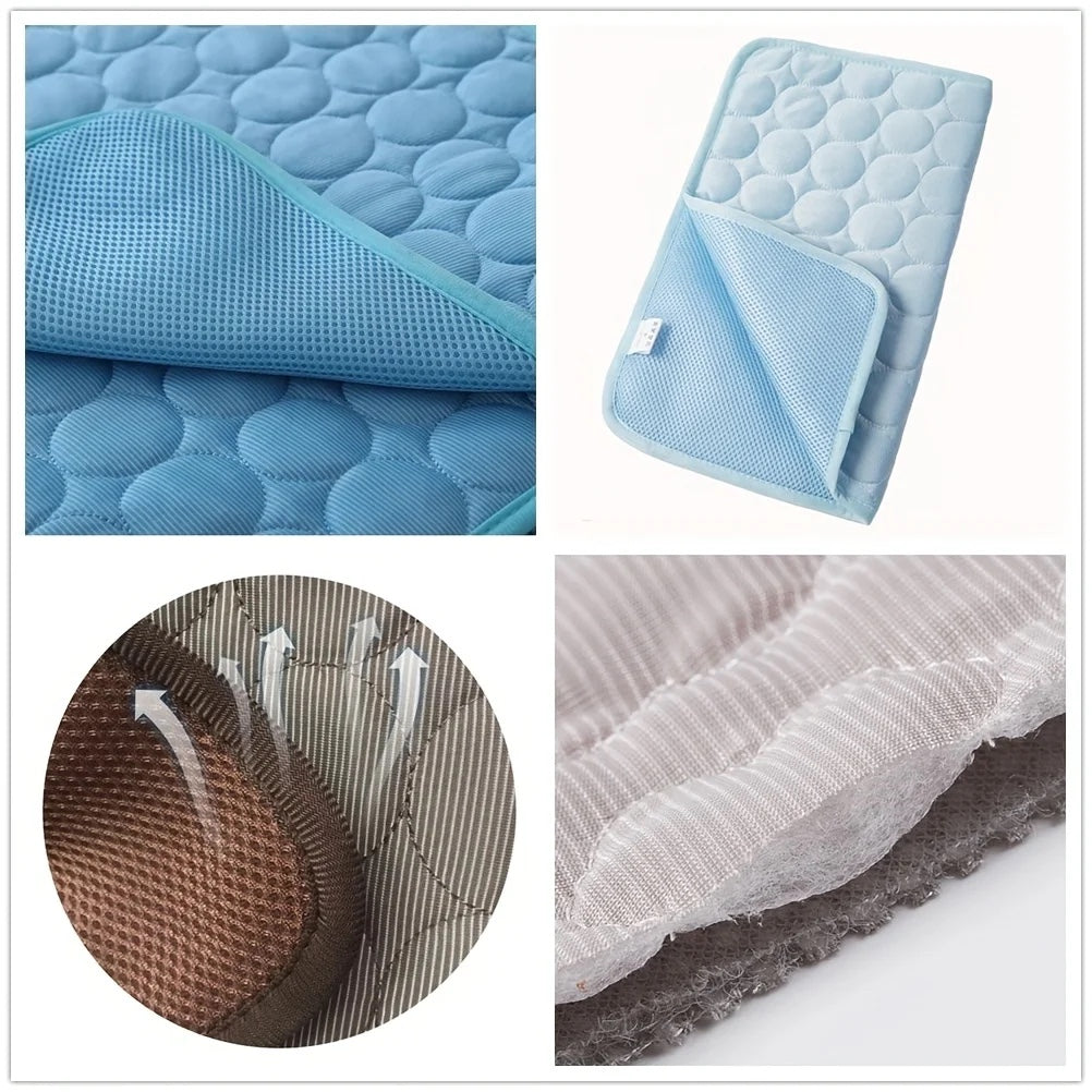 Close-up of the ChillPad quilted ice-silk fabric and mesh underside